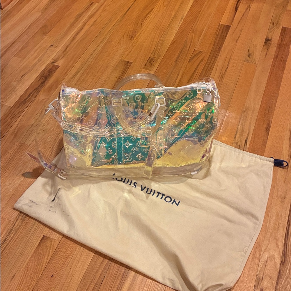 Louis Vuitton Virgil Abloh Iridescent Prism Monogram PVC Keepall Bandouliére 50